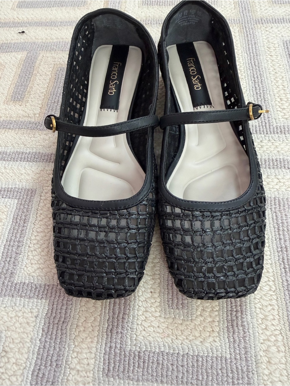 Franco Sarto Black Woven Mary Jane Flats